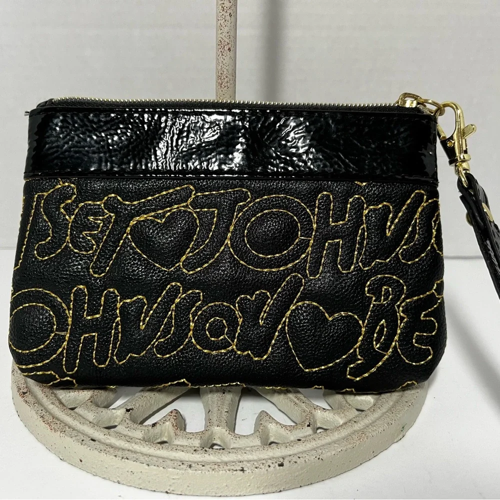 Betsey Johnson Black Quilted Wristlet